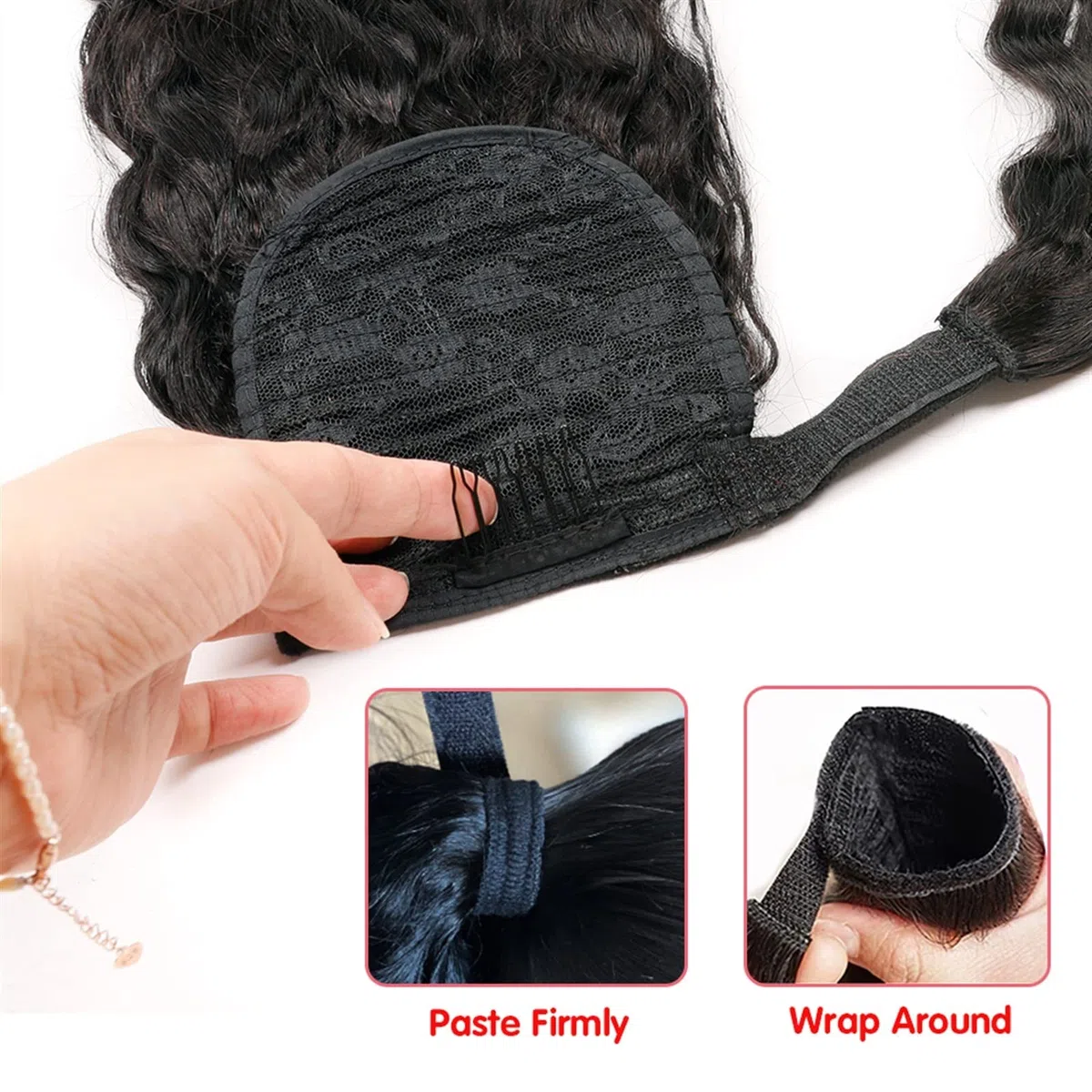Haarknoten für Frauen, 30,5 - 66,4 cm, lang, gewellt, Wasserwellen, um die Haarspangen, Pferdeschwanz, echtes Haar, Damen, Dutt