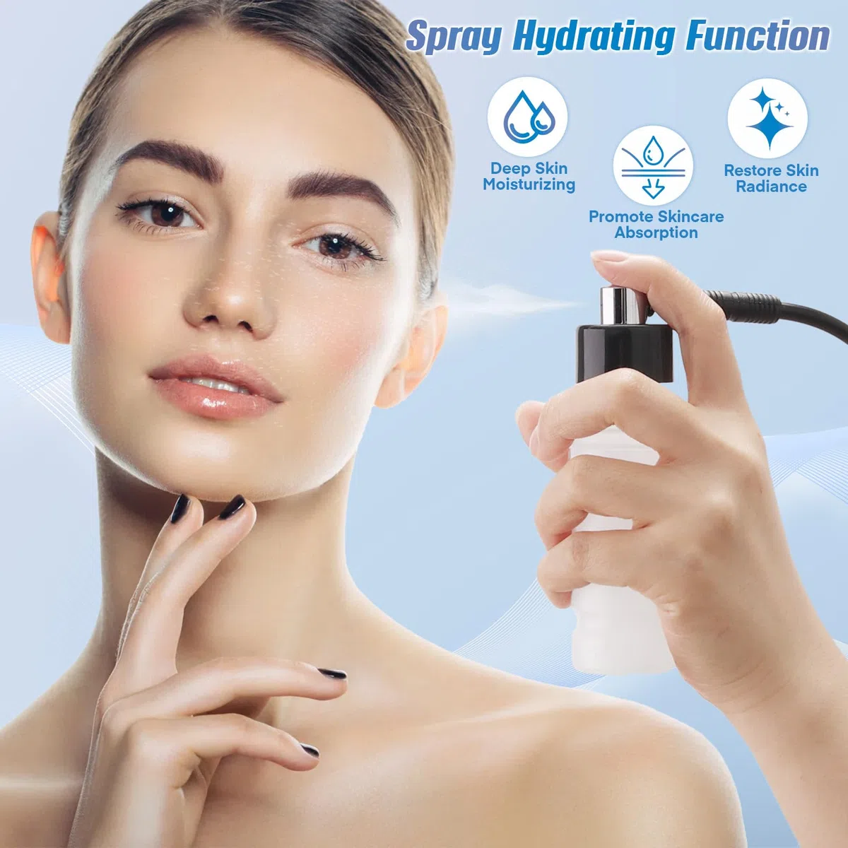 JT-Direct Diamant Microdermabrasion Gerät 3 en 1, Ausstattung für Gesichtspflege mit Absaug und Pulverisierung (hohe Absaugleistung 65-68 cmhg)