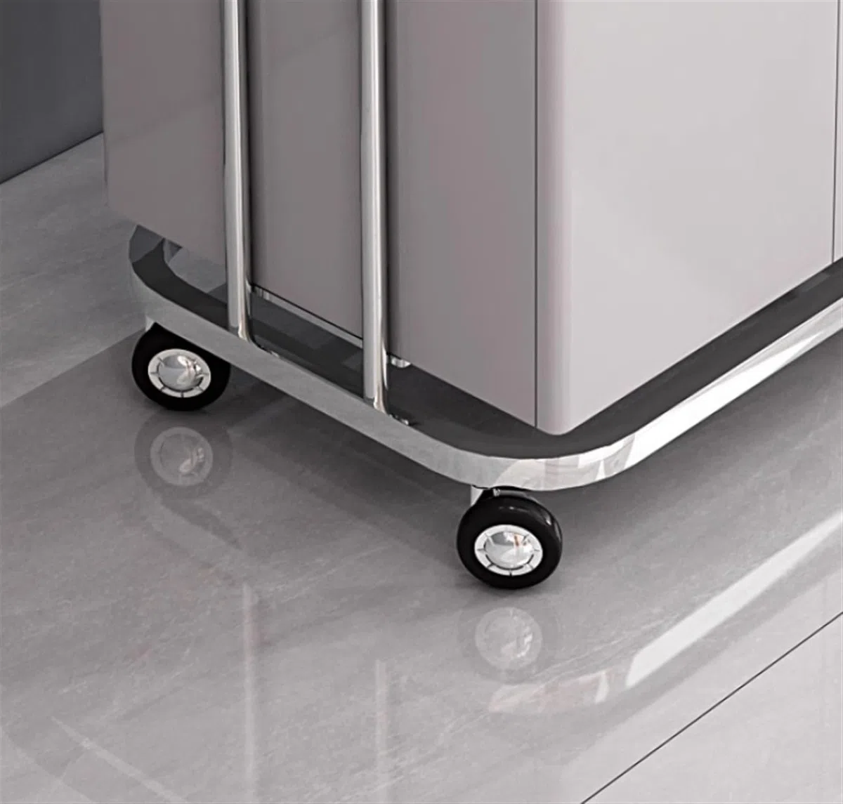 Arbeitswagen, 2-stufiger Kosmetikwagen Mit Schublade Und 2 Schranktüren. Beweglicher Rollwagen Mit Rädern. Kosmetikwagen Rollregal Spas(Silver+Gray)