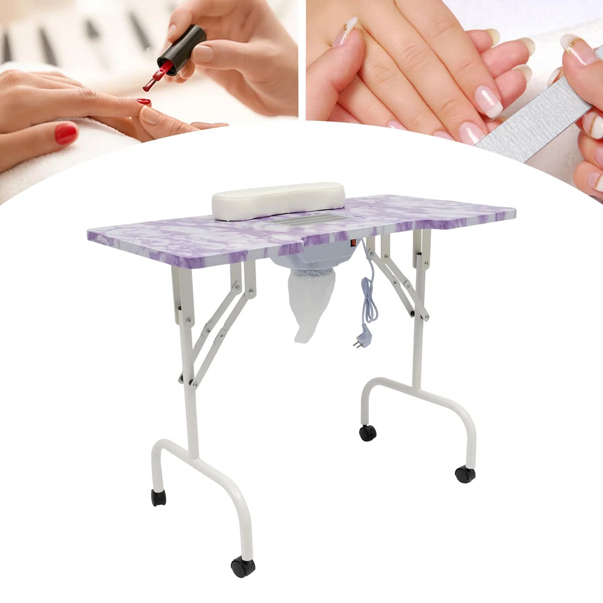 Nageltisch mit Absaugung, Maniküretisch Tragbarer Maniküre Nageltisch Tragbaresmanikürtisch Mobilesmanikürtisch, Maniküre Tisch für Nagelstudio