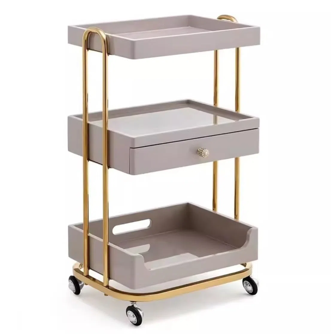 Arbeitswagen, 3-stufiger Kosmetikwagen Mit Schubladenaufbewahrung, Bewegliche Trolleys, Kosmetiksalonwagen, Tragbarer Rollwagen Rollregal Spas(B)