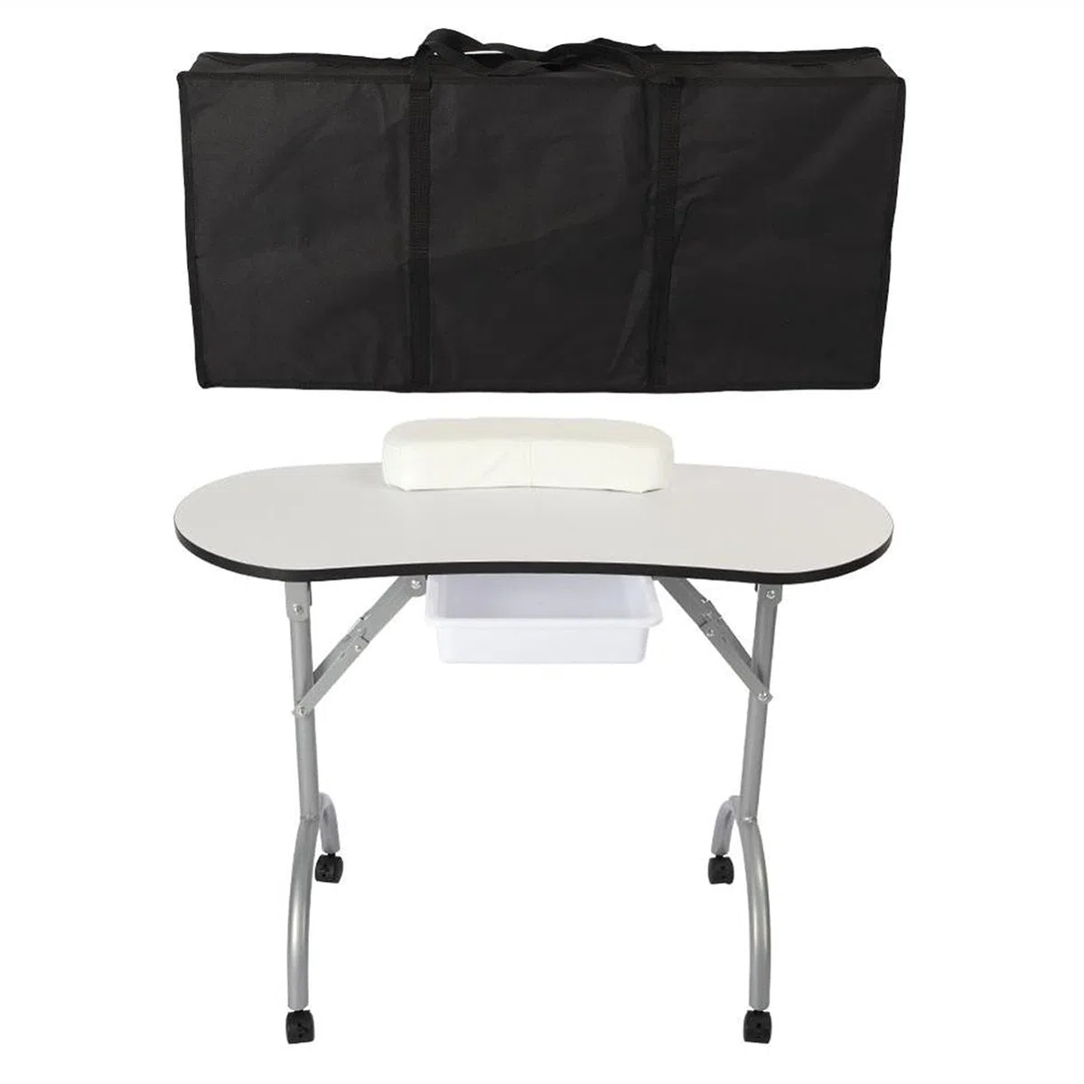 Maniküre-Tisch, tragbares Brett, Faltbarer Nagel-Kunst-Schreibtisch mit Tasche, Faltbarer Maniküre-Nagel-Tisch (Color : White)