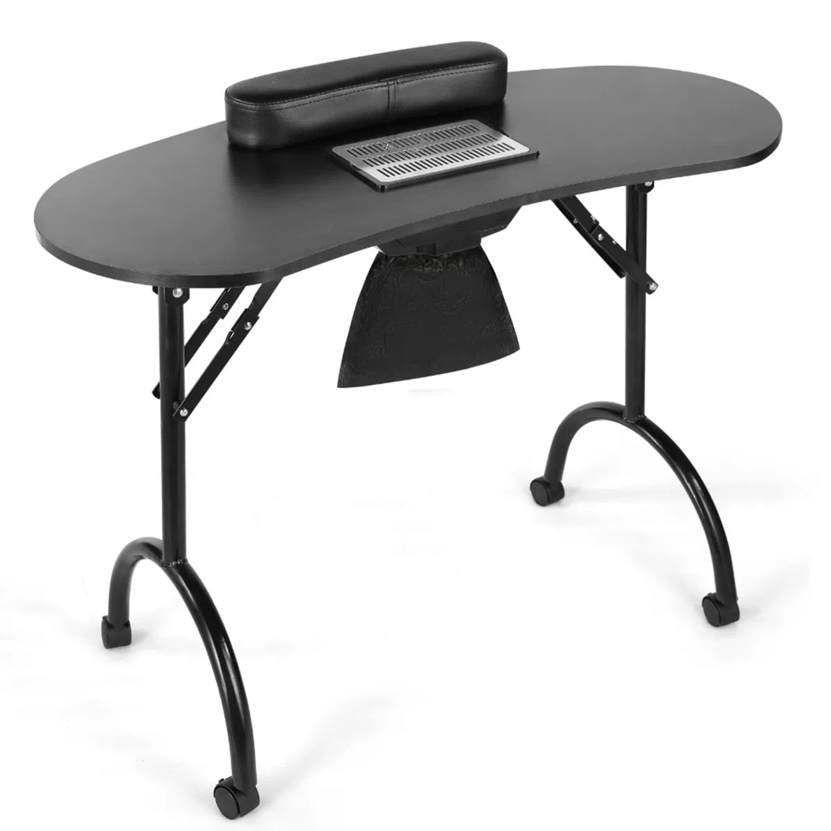 Zusammenklappbarer Nageltisch, Nail Beauty Spa Salon Desk Workstation, tragbarer Maniküre-Nageltisch auf Rädern, mit integriertem Staubsammler und Handgelenkkissen, für Home Spa Beauty Salon Worksta