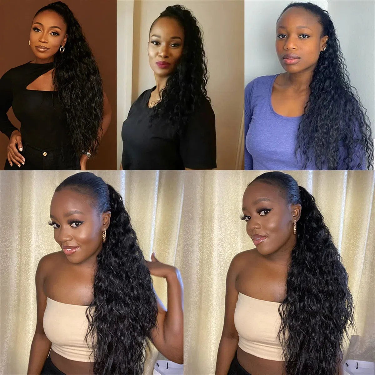 Haarknoten für Frauen, 30,5 - 66,4 cm, lang, gewellt, Wasserwellen, um die Haarspangen, Pferdeschwanz, echtes Haar, Damen, Dutt