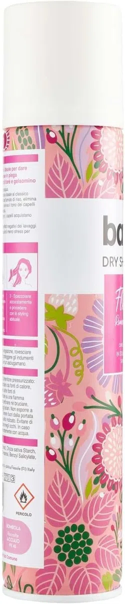 12x Batist Dry Shampoo Floral, Reinigt Haare ohne Wasser, Duft von Tiaré-Bouquet und Jasmin, 200ml ml,+ Italy shop Kostenloser Schlüsselanhänger