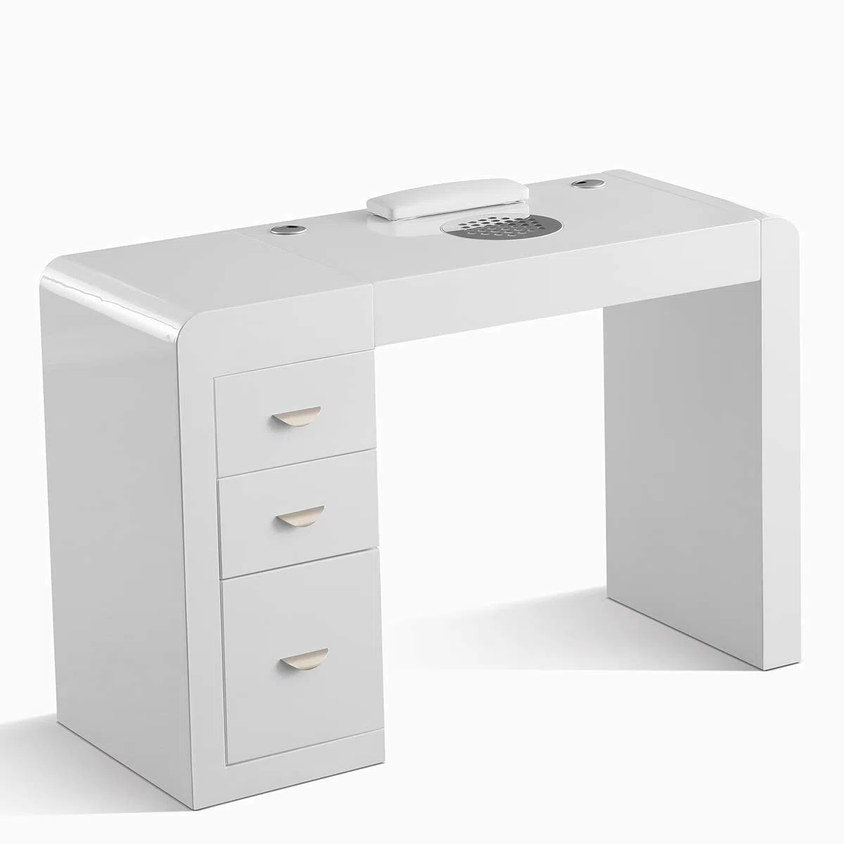 Professioneller Manikürtisch, modulares Nagelstudio, Schubladen, Sauger mit Filter, LED, Nagellackklammern (Basic R)