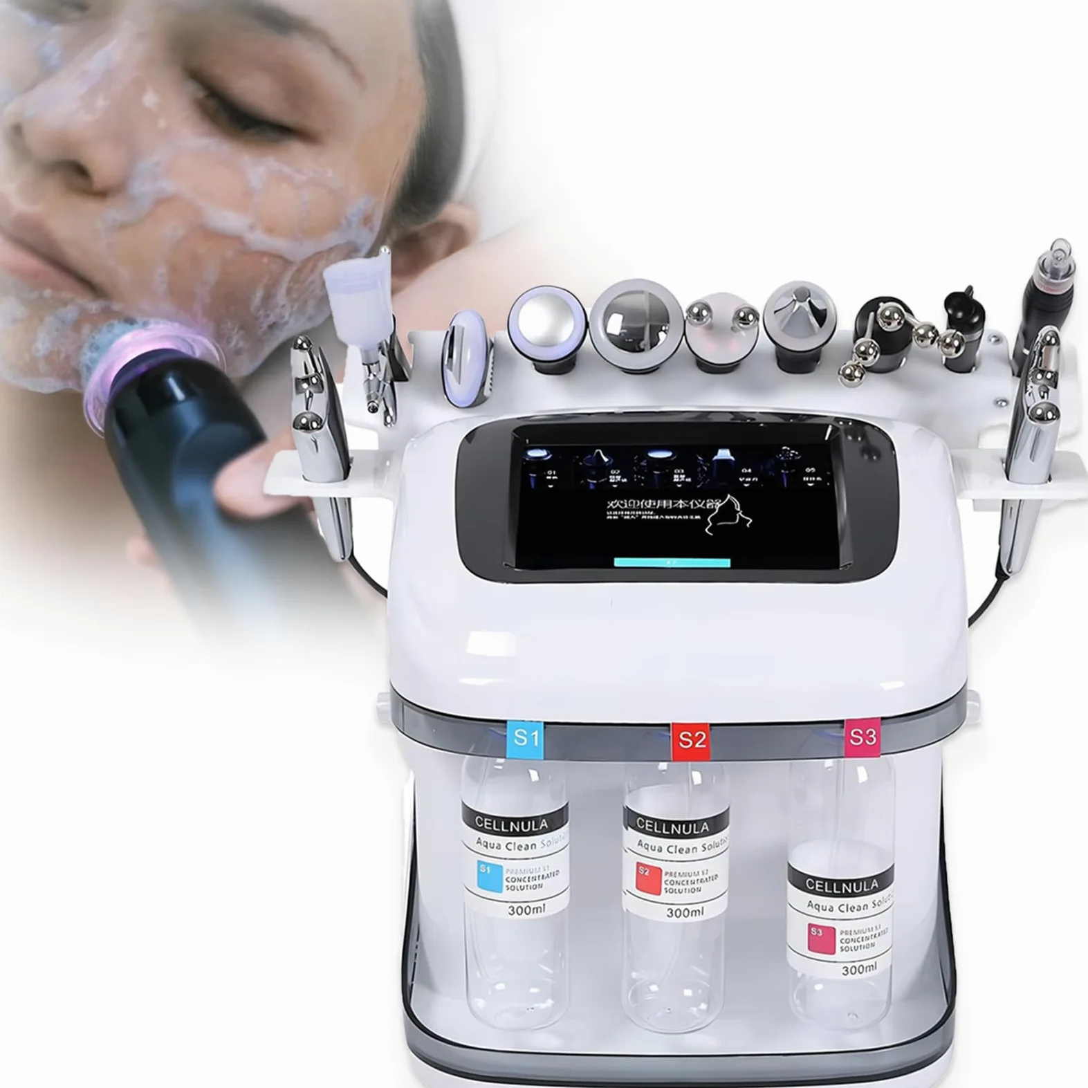 10 in 1 Aquabeauty-Gerät, Professionelle Wasserstoff-Oxygen Maschine Mit 10 Aufsätzen, Kombiniert Porenreinigung Mit Intensivfeuchtigkeit, Reduziert Faltentiefe Und Stärkt Hautschutz
