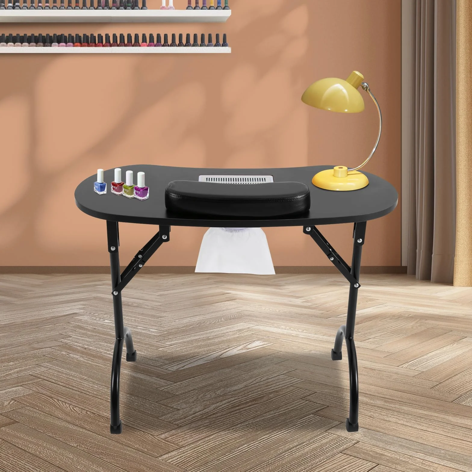 Generisch Schwarzer Multifunktionaler Nageltisch Mit Integriertem Ventilator, Professionelle Maniküre Station Mit Höhenverstellung Und Schubladen Für Salon Und Privatgebrauch