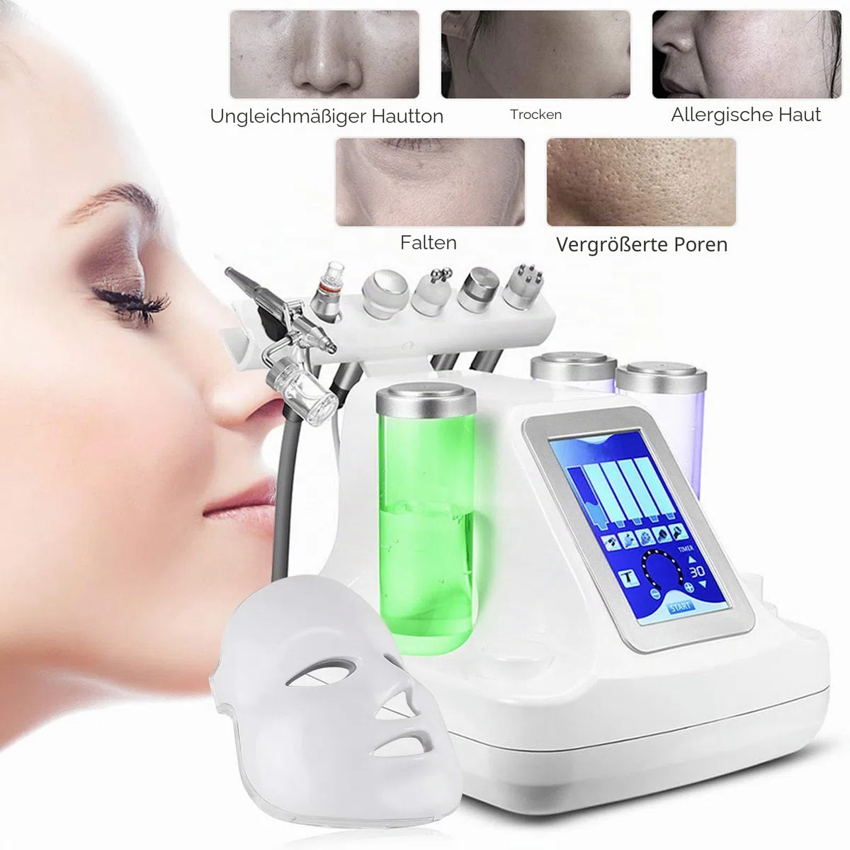 7 In 1 Hydrofaciales Gerät Aquafacialgerät Spa Nutzung Peeling Hautpflege Schönheitswerkzeuge Mitesser Entferner Aufhellung Verjüngung Wasser Wasserstoff Sauerstoff Schönheit Maschine EU-Stecker