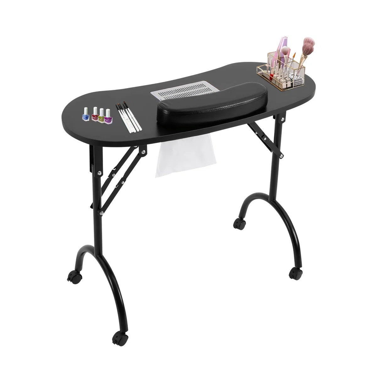 Tragbarer Maniküre Tisch | Maniküre Tisch mit Saug | Faltbarer Nageltisch | Scheren, Nagelpflege in Haus, Salon | EU Stecker | 30kg Tragfähigkeit | Inkl. Zubehör für Nagelpflege