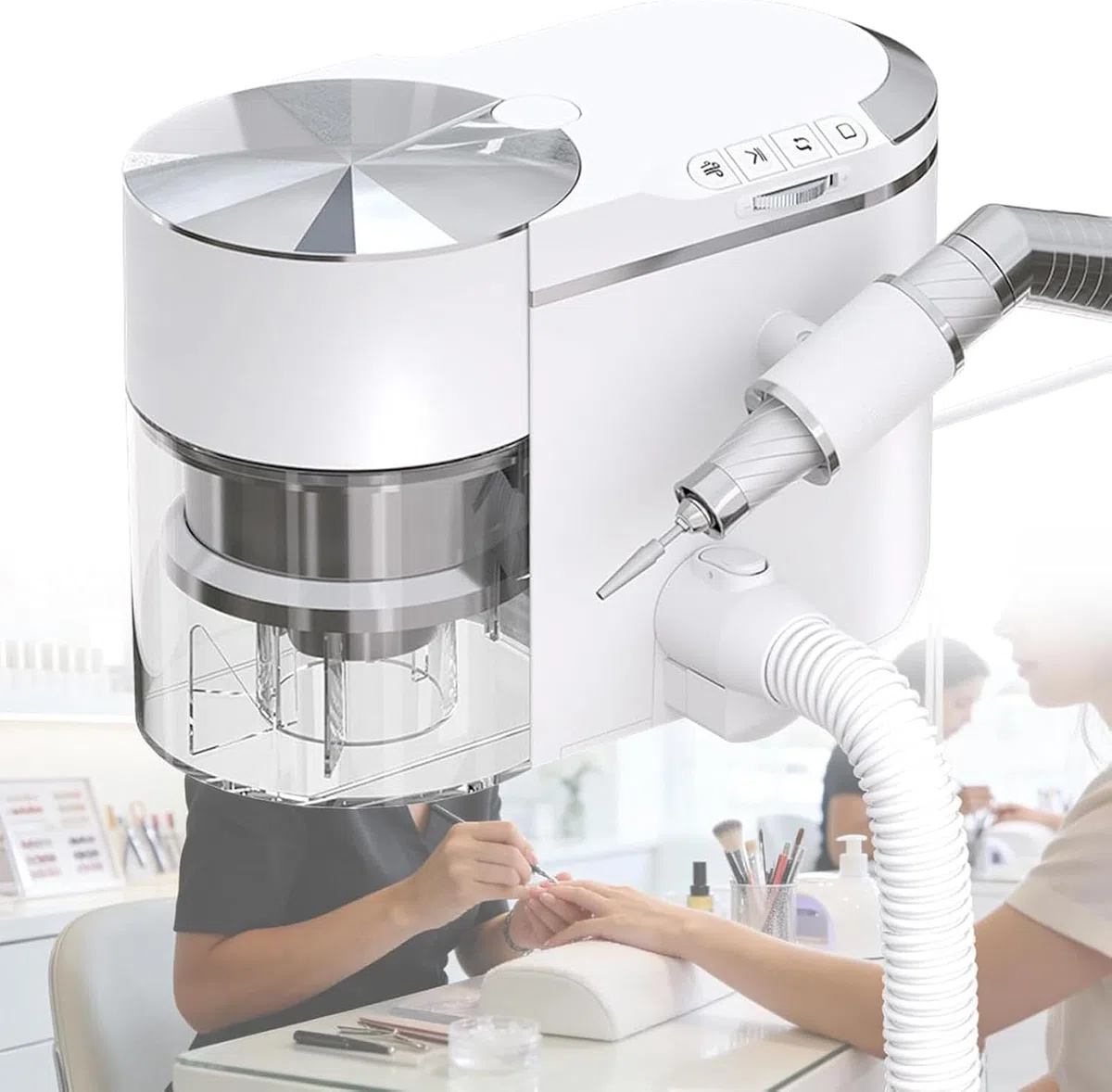 Profi Elektrischer Nagelfräser Und Staubabsauger | Kombiniert Polieren Und Absaugen | 30.000 U/Min | Bürstenloser Motor Für Effizienz | ≤68 dB Leise | Anpassbar An Alle Nagelformen