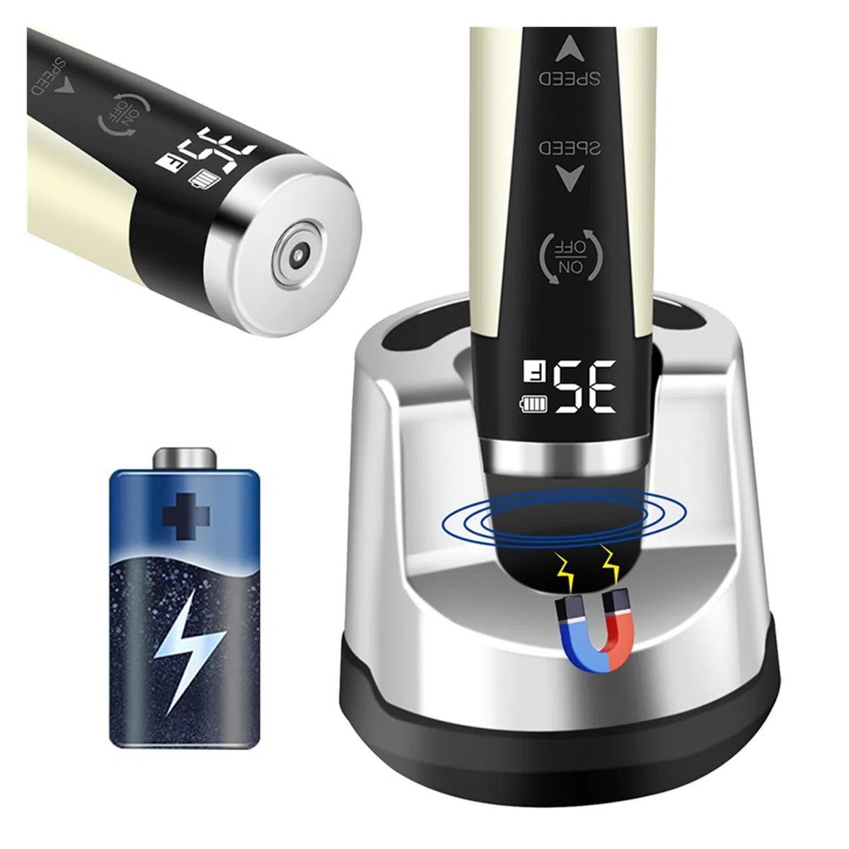 Nagelfräser, 35000 U/min Nagelbohrmaschine, tragbare elektrische Nagelschleifmaschine mit Stromspeicher, professionelle Maniküre, tragbare elektrische Nagelfeile for Acrylnägel(Gold)