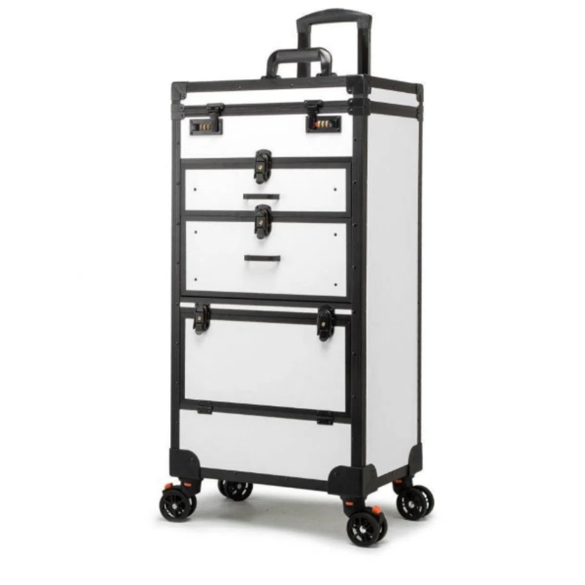 Arbeitswagen, Make-up-Schönheitssalon-Gepäck, Rollkoffer, Abschließbar, Make-up-Zugkoffer, Friseur-Trolley, Reise-Organizer-Tool Rollregal Spas(Black)