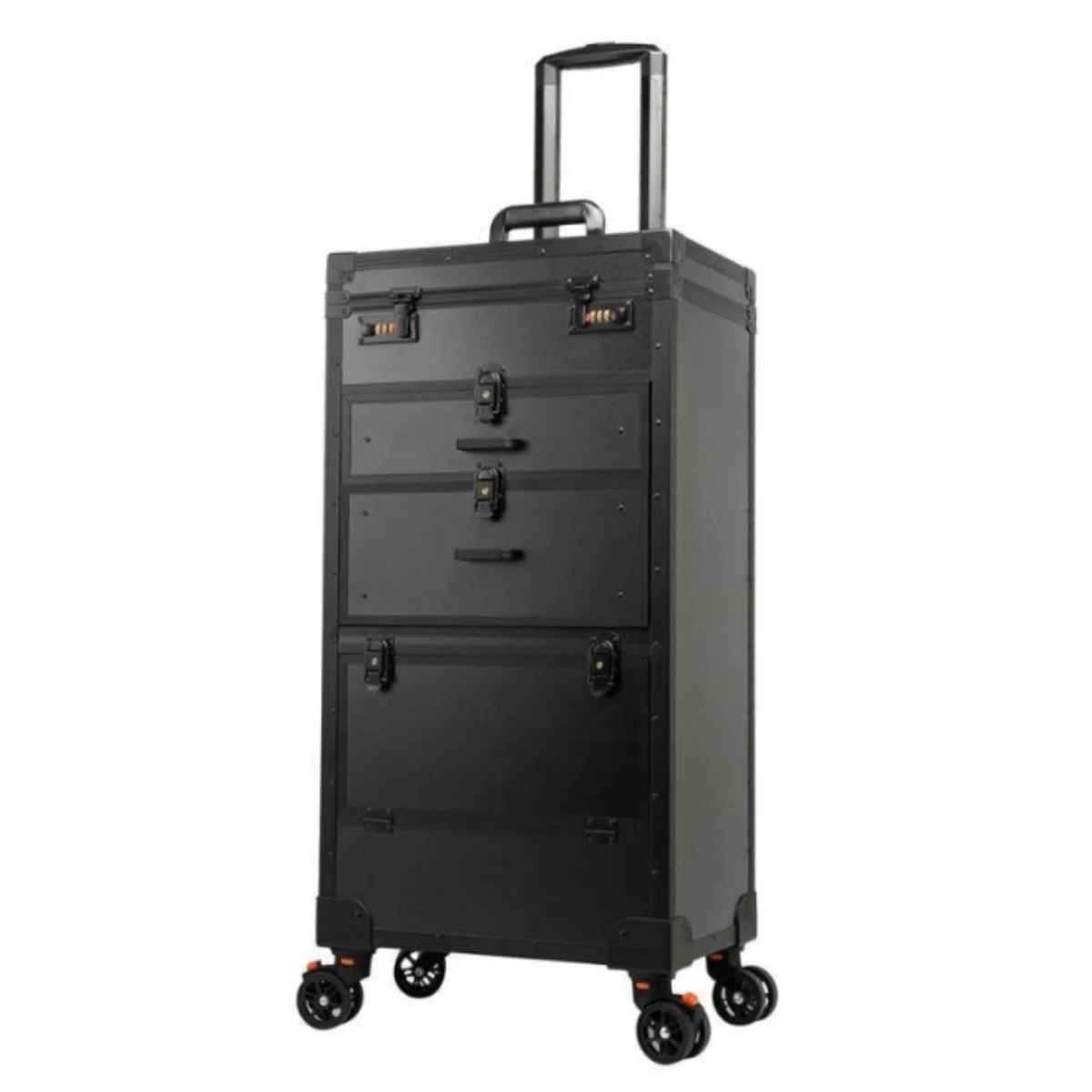 Arbeitswagen, Make-up-Schönheitssalon-Gepäck, Rollkoffer, Abschließbar, Make-up-Zugkoffer, Friseur-Trolley, Reise-Organizer-Tool Rollregal Spas(Black)