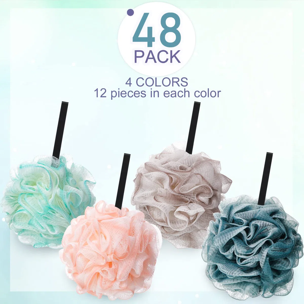 48 Stück Badeschwamm Dusche Luffas Bulk 50 g weiches Netz Körperschrubber Schwamm Ball Körperdusche Puff Mesh Pouf Bad Scrunchies Body Wash Puff für Männer und Frauen Peeling Dusche Pouf Bälle