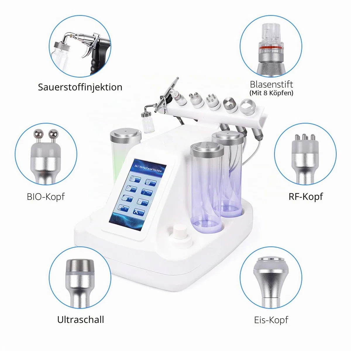 7 In 1 Hydrofaciales Gerät Aquafacialgerät Spa Nutzung Peeling Hautpflege Schönheitswerkzeuge Mitesser Entferner Aufhellung Verjüngung Wasser Wasserstoff Sauerstoff Schönheit Maschine EU-Stecker