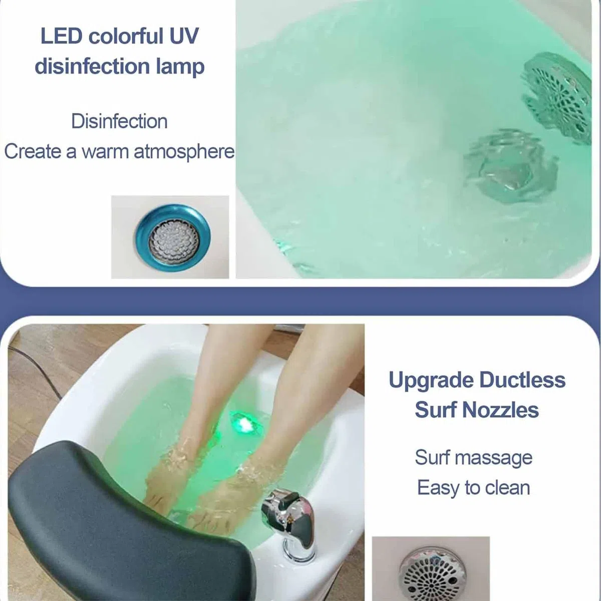 Fußbadewanne, Pediküre-Fußbad, Tiefes Fußbad Mit Surfmassage, Acryl-Pedikürebecken, Fußbadewanne Zum Einweichen Der Füße, Integriertes Formteil, Mit 7 Bunten Lichtern
