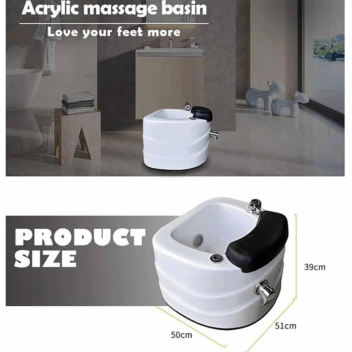 Massage-Fußbad,Pediküre-Schüssel,Fußwanne,Pediküre-Set,Fußbad mit Pediküre-Fußstütze,Acryl-Fußbad,Fußbecken,Fußstuhl,Spa-Massage,Stressabbau bei Müdigkeit und müden Füßen