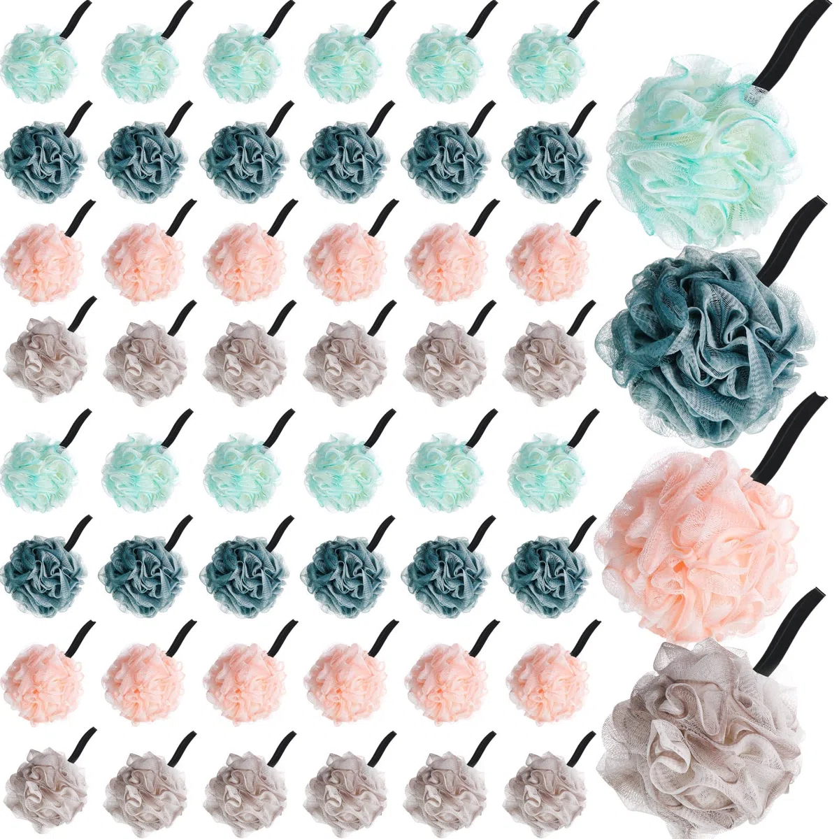48 Stück Badeschwamm Dusche Luffas Bulk 50 g weiches Netz Körperschrubber Schwamm Ball Körperdusche Puff Mesh Pouf Bad Scrunchies Body Wash Puff für Männer und Frauen Peeling Dusche Pouf Bälle