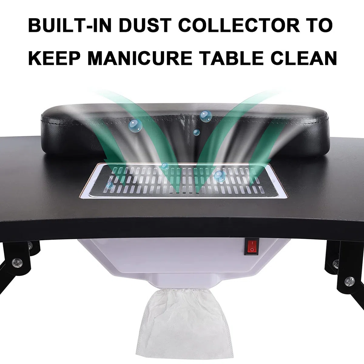 Zusammenklappbarer Nageltisch, Nail Beauty Spa Salon Desk Workstation, tragbarer Maniküre-Nageltisch auf Rädern, mit integriertem Staubsammler und Handgelenkkissen, für Home Spa Beauty Salon Worksta